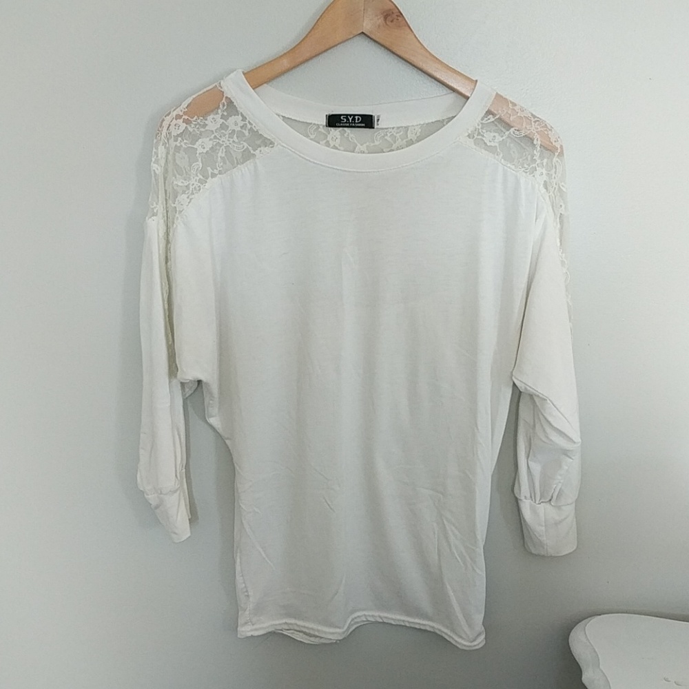 Long sleeve lace cutout shirt